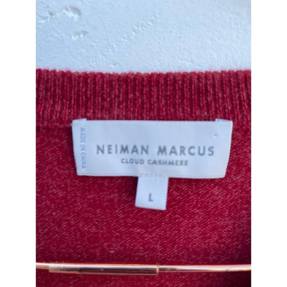 Neiman Marcus Cloud Cashmere Mens Pullover Long Sleeve V Neck Sweater Red Sz L - Picture 10 of 11